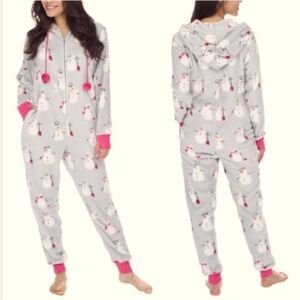 Munki Munki Snowman Adult Onesie Sleepwear, Women’s Size Medium